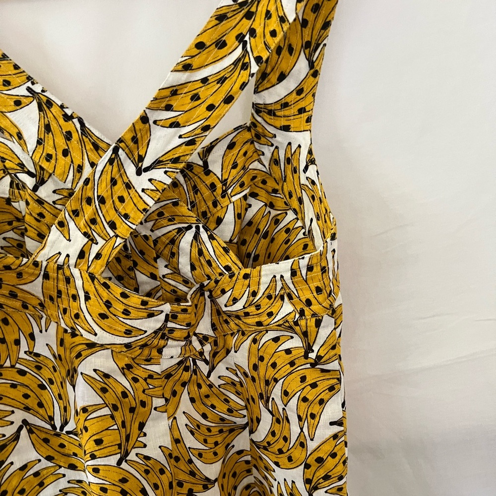 FARM Rio Linen Banana Print Yellow and White Mini Dress - Picture 8 of 15